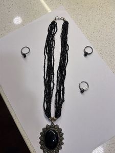 Elegant Beaded Necklace & Ring Set