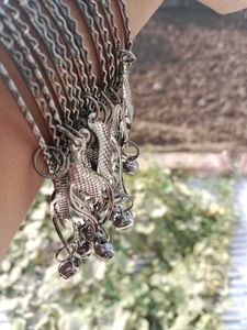 Ethnic Silver Bangles with Peacock Charm