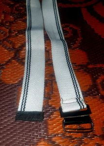White Webbing Belt with Black Stripes