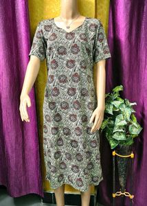 Grey Floral Print Kurta