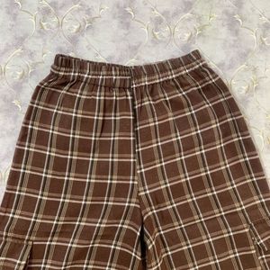 Trendy Plaid Wide-Leg Cargo Pants