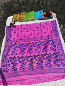 Pink Floral Sare (JAMDANI SAREE)