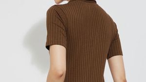 Brown Cable Knit V-Neck Top