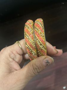 Beautiful Peach Beaded Bengle.