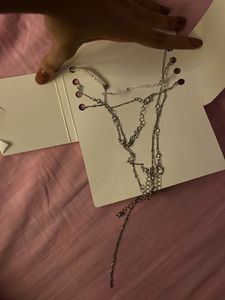 Bershka 3-Layered Necklace Set silver y2k