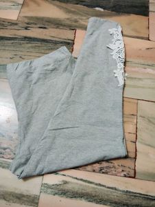 Gray Lace Detail Leggings