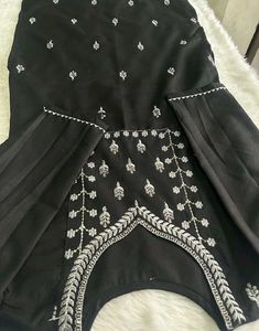 Elegant Black Kurta Set with Silver Embroidery