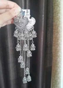 Oxidized Silver Jhumki  Long chain Jewellery Set