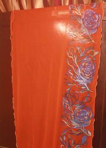 🍒 Red Dupatta with Floral Print