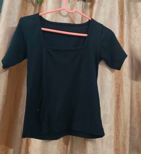 Black Square Neck Top