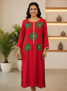Red Embroidered Tunic Top( Free)