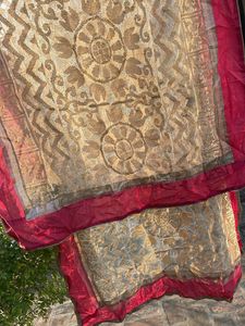 Elegant Gold and Red Dupatta
