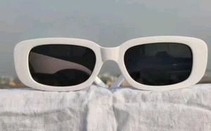 Trendy White Rectangular Sunglasses