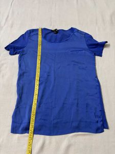 Mango Blue Short Sleeve Tunic Top