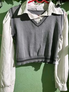 Sweater Vest with Shirt