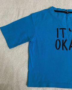 women’s crop Blue "It's Okay" Graphic T-Shirt