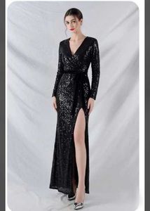 Sparkly Black Sequin Maxi Dress