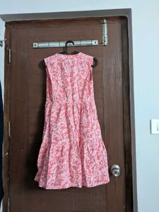 Flowy Pink Floral Tiered Dress