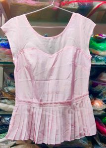 White Peplum Top with Short Sleeves