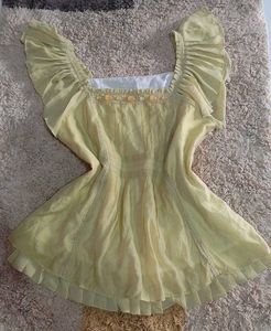 Light Yellow Ruffled Sleeve Top