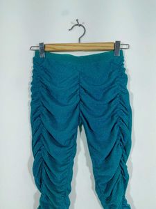 Sea Green Shimmer Capri Jegging For Girl's