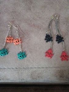 alternative enamel skull cross bones  dangle  earr