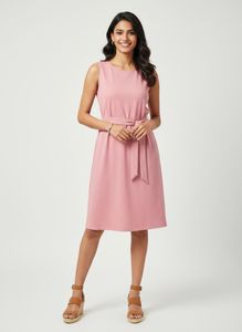 Chic Pink Sleeveless Dress with Buckle Detail