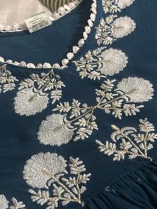 blue Embroidered Kurta Set