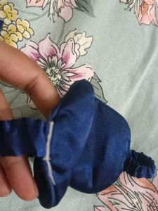 Navy Blue Silk Eye Mask with Pouch