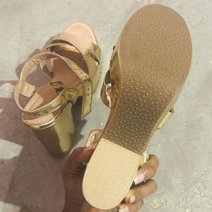 New Chic Metallic Golden Platform Sandals