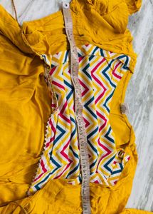 Vibrant Yellow Chevron Print Kurta Set