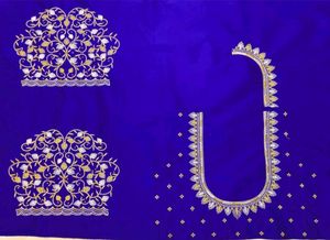 Embroidered Royal Blue Blouse Piece