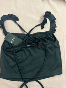Chic Black Ruffle Crop Top
