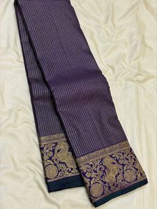 Elegant Purple &amp; Gold Kanjeevaram Saree