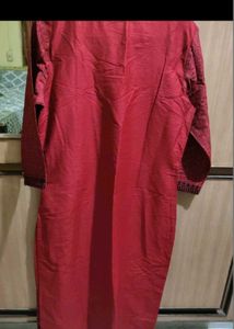 Red Embroidered Kurta