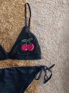Chic Cherry Applique Bikini Set
