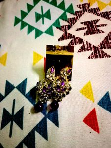 Elegant Purple & Crystal Statement Earrings