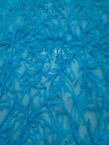 Dark Sky Blue Net Cloth With Pearls