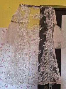 dhoti blouse with floral embroidery net overcoat