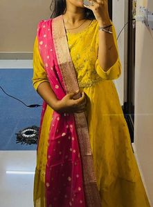 Vibrant Yellow Kurta Set with Dupatta