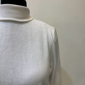 White Turtle Neck Top