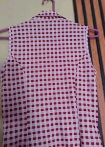 Vintage Red Gingham Button-Up Dress