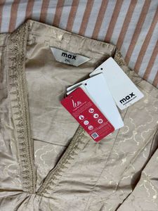Max Beige Embroidered Kurta