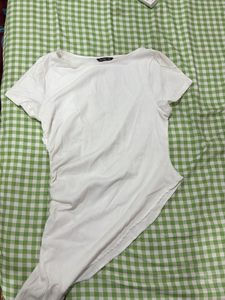 White Asymmetrical Ruched Top