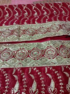🌹Red &amp; Gold✨ Premium Embroidered Fabric