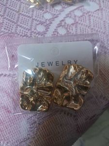 Chunky Gold Textured Earrings 1