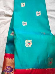 Beautiful Teal Peacock Saree