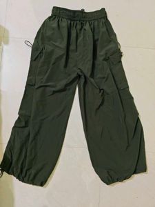 Olive Green Parachute Cargo Pants