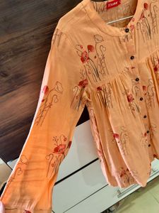Orange Printed A-Line Top | Flowy Kurti Style