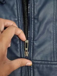 Stylish Blue Leather Jacket